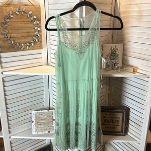 NWT Mint Green Frenchi Sleeveless Dress With Beaded Detailing